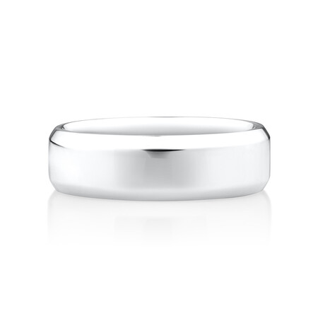 7mm Flat Bevelled Wedding Band in Sterling Silver 7mm Flat Bevelled Wedding Band in Sterling Silver