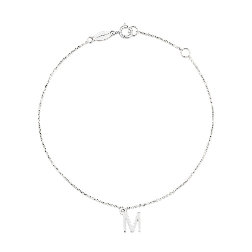 19cm (7.5") M Initial Bracelet in Sterling Silver