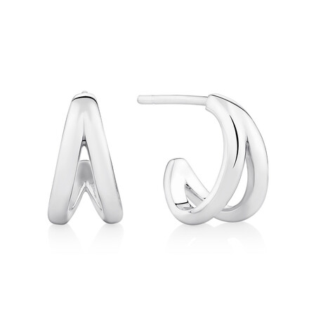 Split Hoop Stud Earrings in Sterling Silver Split Hoop Stud Earrings in Sterling Silver