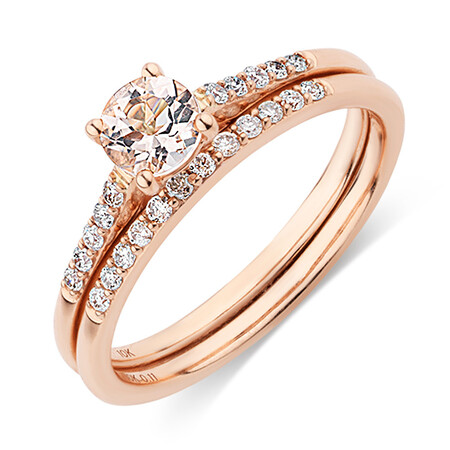 Evermore Bridal Set with Morganite & 1/5 Carat TW of Diamonds in 10kt Rose Gold Evermore Bridal Set with Morganite & 1/5 Carat TW of Diamonds in 10kt Rose Gold