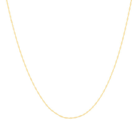 40cm (16") Hollow Singapore Chain in 10kt Yellow Gold 40cm (16") Hollow Singapore Chain in 10kt Yellow Gold