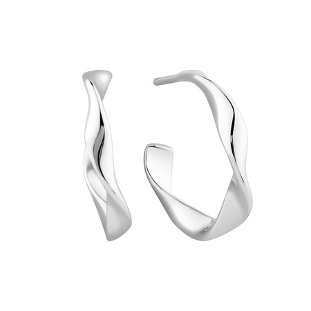 Sculpture Hoop Earrings in Sterling Silver Sculpture Hoop Earrings in Sterling Silver