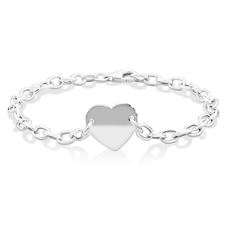 19cm (7.5") Heart Disc Bracelet in Sterling Silver 19cm (7.5") Heart Disc Bracelet in Sterling Silver