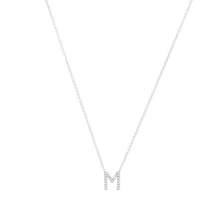 M' Initial necklace with 0.10 Carat TW of Diamonds in 10kt White Gold M' Initial necklace with 0.10 Carat TW of Diamonds in 10kt White Gold