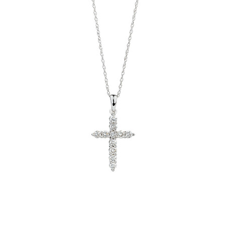 Cross Pendant with 0.34 Carat TW of Diamonds in 10kt White Gold