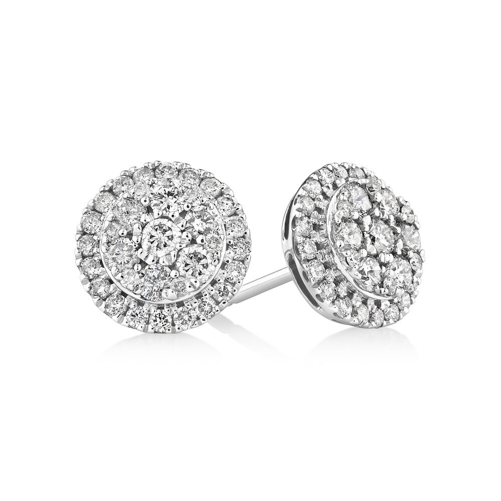 Cluster Earrings with 1.0 Carat TW of Diamonds in 10kt White Gold