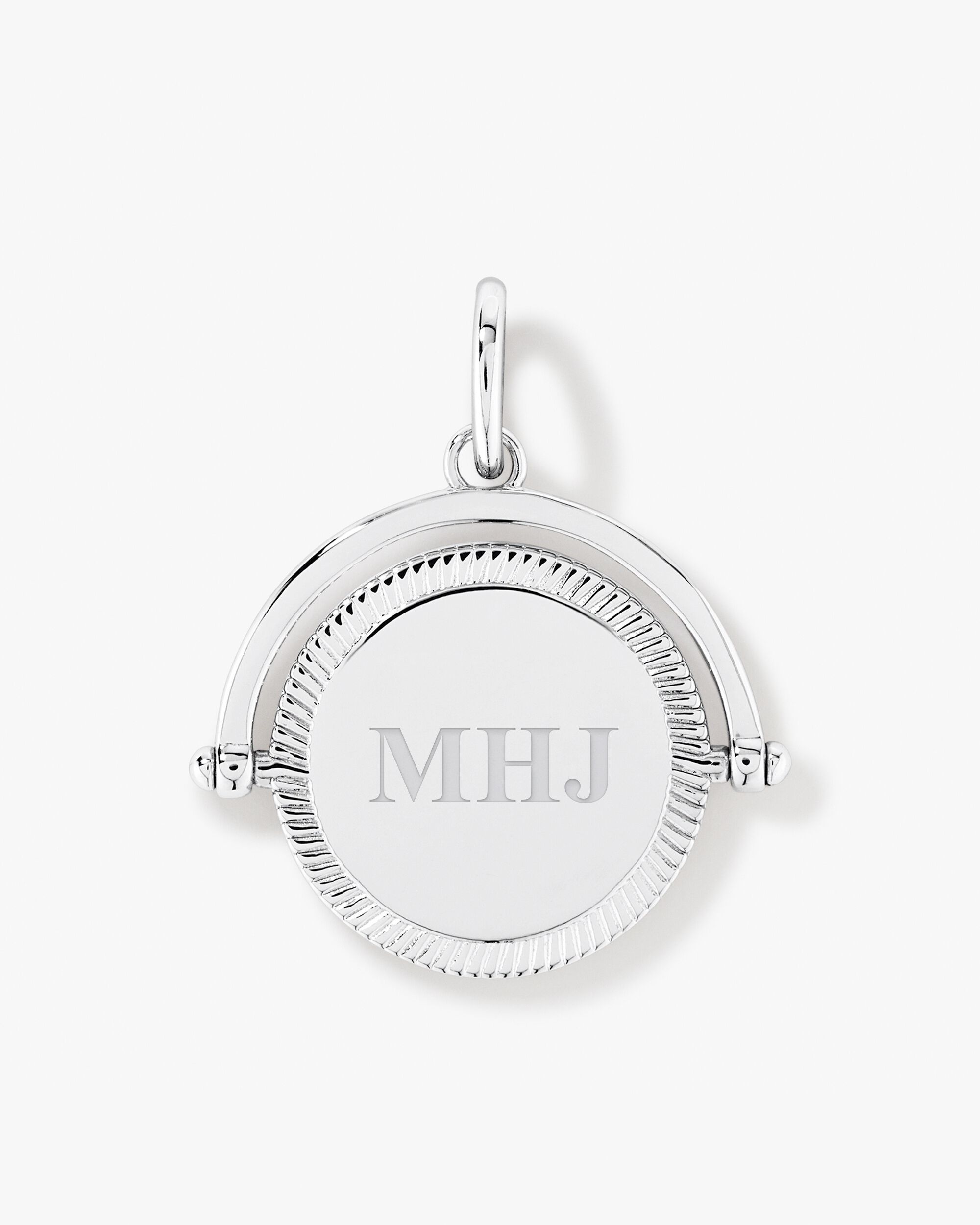 Engravable Spinning Circle Pendant in Sterling Silver