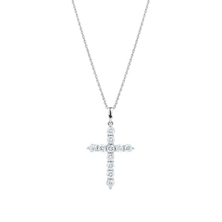 Cross Pendant with 1 Carat TW of Diamonds in 10kt White Gold Cross Pendant with 1 Carat TW of Diamonds in 10kt White Gold