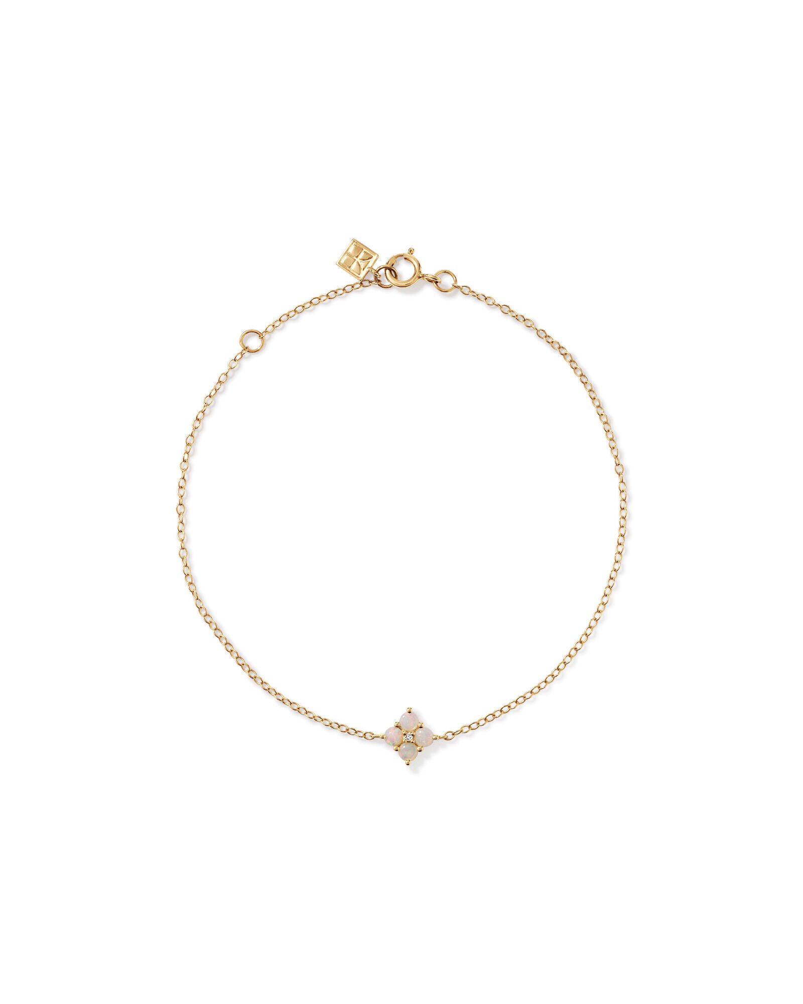 Bracelet avec Opale Australienne et Accents de Diamants en Or Jaune 10 kt