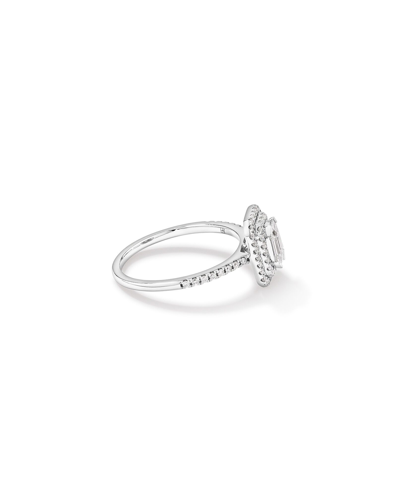0.50 Carat TW Pie Cut Diamond Double Halo Engagement Ring in 14kt White Gold