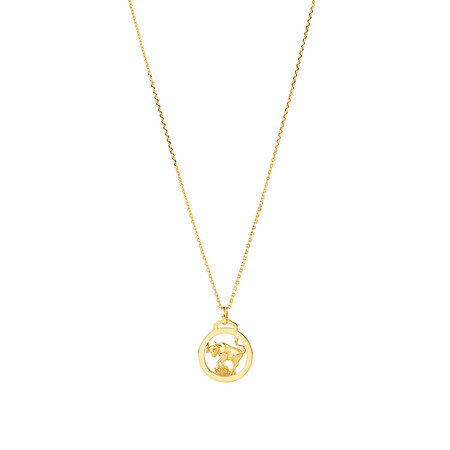 Taurus Zodiac Pendant with Chain in 10kt Yellow Gold