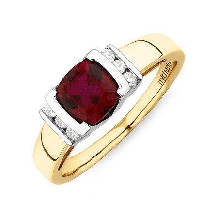 Ring with Created Ruby & Diamonds in 10kt Yellow & White Gold Ring with Created Ruby & Diamonds in 10kt Yellow & White Gold