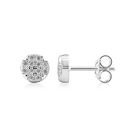 Round Stud Earrings with Luxe Cubic Zirconia in Sterling Silver Round Stud Earrings with Luxe Cubic Zirconia in Sterling Silver