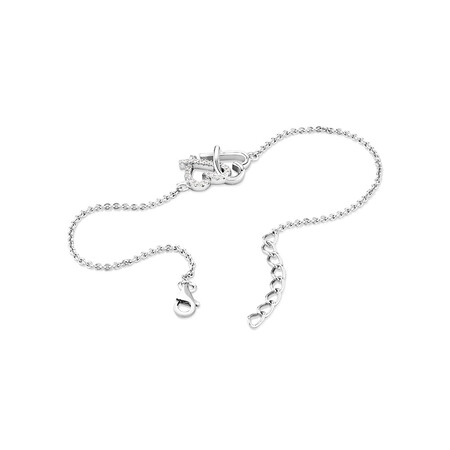 21cm (8.5") Double Heart Bracelet with White Cubic Zirconia in Sterling Silver 21cm (8.5") Double Heart Bracelet with White Cubic Zirconia in Sterling Silver