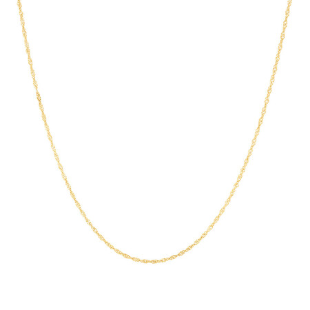 45cm (18") Hollow Singapore Chain in 10kt Yellow Gold 45cm (18") Hollow Singapore Chain in 10kt Yellow Gold