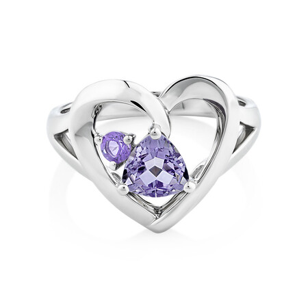Heart Ring with Amethyst in Sterling Silver Heart Ring with Amethyst in Sterling Silver