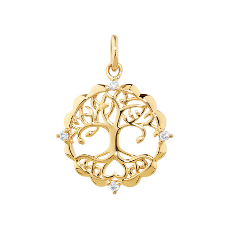 Tree of Life Talisman Pendant with Diamonds in 10kt Yellow Gold Tree of Life Talisman Pendant with Diamonds in 10kt Yellow Gold