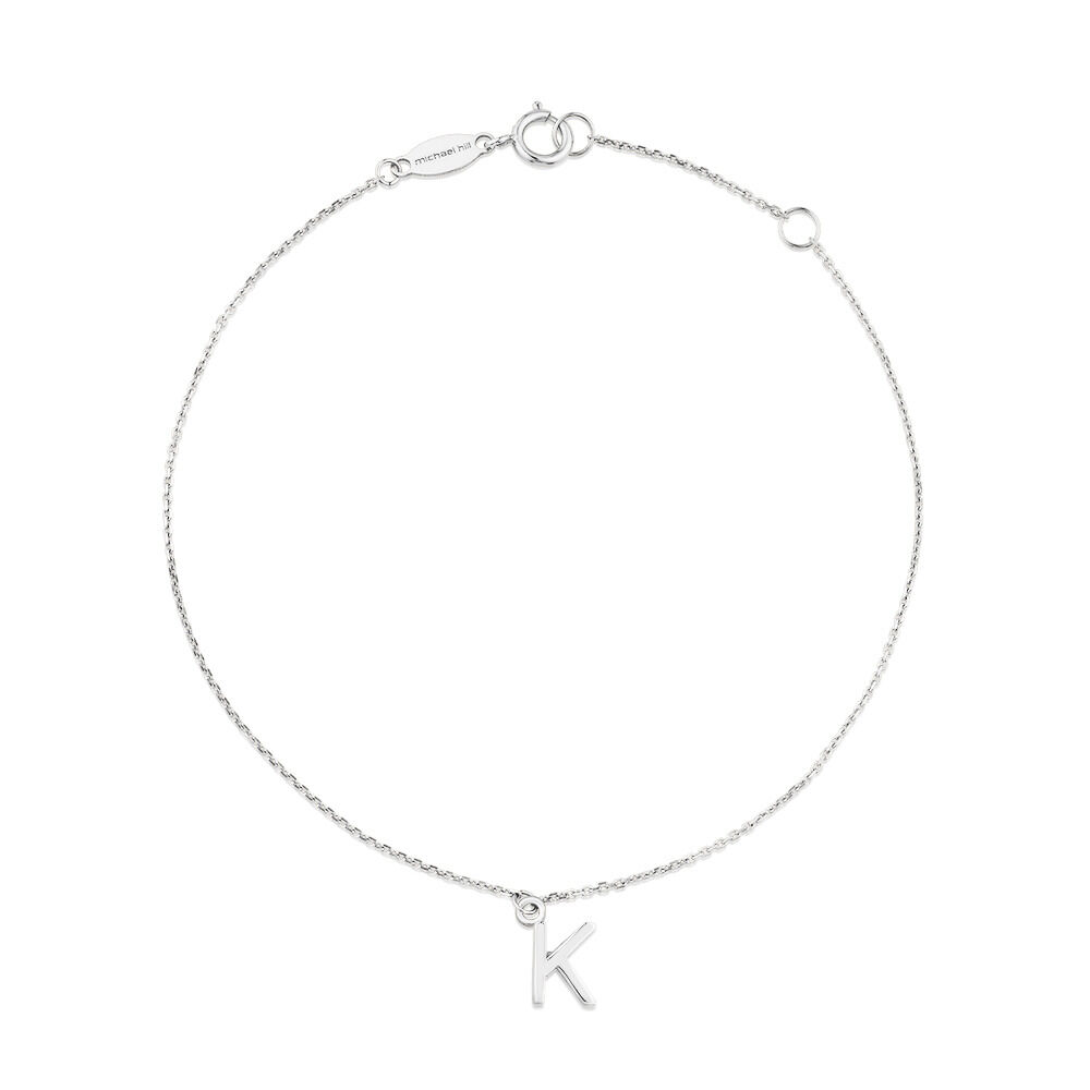 19cm (7.5") K Initial Bracelet in Sterling Silver
