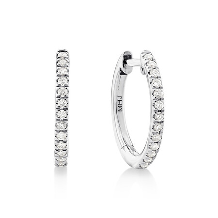 Pave Hoops with 0.15 Carat TW of Diamonds in 10kt White Gold