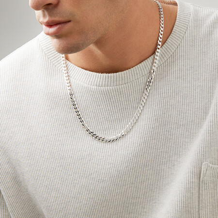 60cm (24") 6mm-6.5mm Width Men's Curb Chain in Sterling Silver 60cm (24") 6mm-6.5mm Width Men's Curb Chain in Sterling Silver