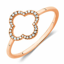 4 Leaf Clover Ring With Diamonds In 10kt Rose Gold