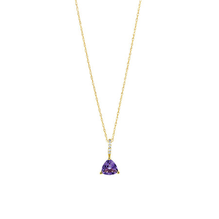 Amethyst Drop Pendant with 0.03 Diamonds in 10kt Yellow Gold Amethyst Drop Pendant with 0.03 Diamonds in 10kt Yellow Gold