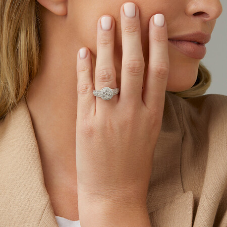 Halo Ring with 1 Carat TW of Diamonds in 10kt White Gold Halo Ring with 1 Carat TW of Diamonds in 10kt White Gold