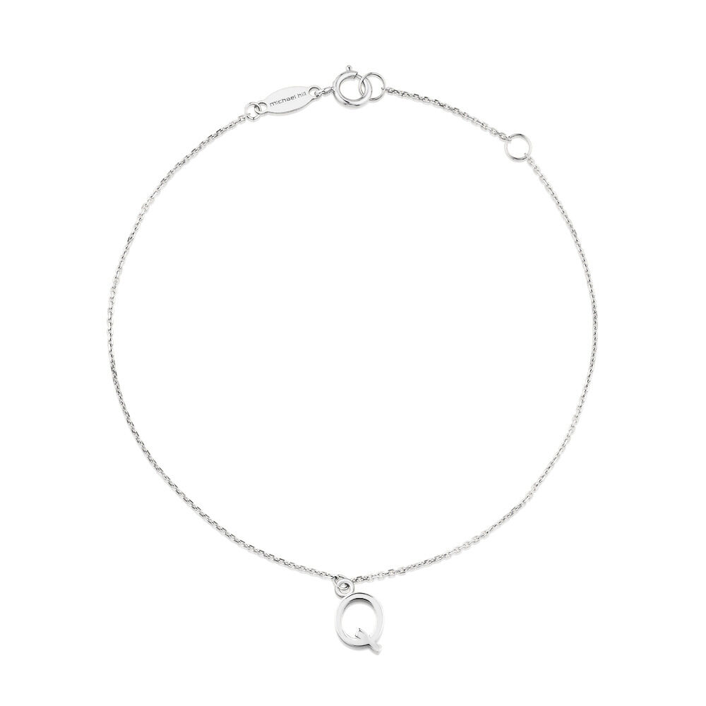 19cm (7.5") Q Initial Bracelet in Sterling Silver