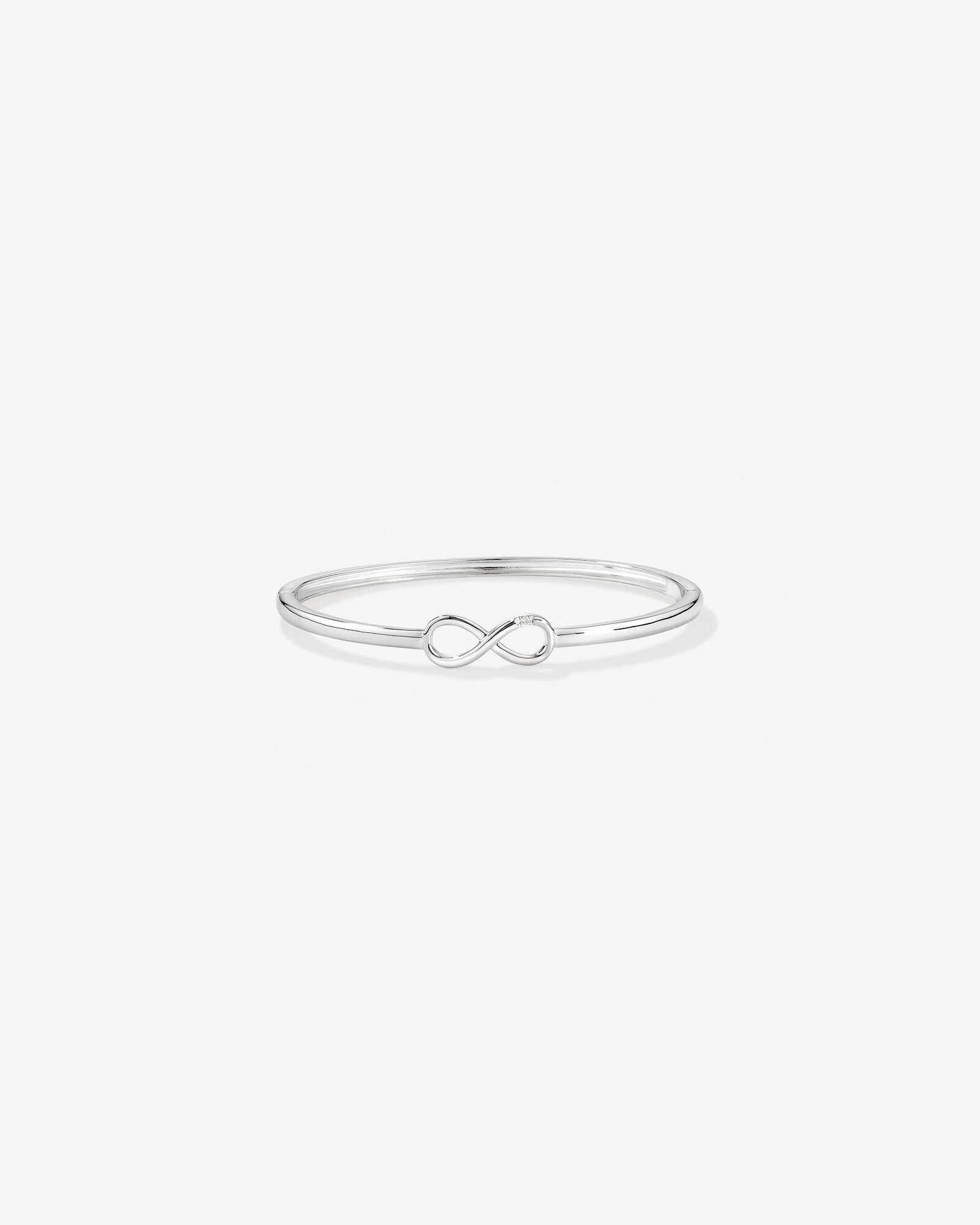 Diamond Accent Infinity Oval Hinge Bangle in Sterling Silver