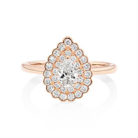 Evermore Halo Engagement Ring with 0.75 Carat TW of Diamonds in 14kt Rose Gold Evermore Halo Engagement Ring with 0.75 Carat TW of Diamonds in 14kt Rose Gold