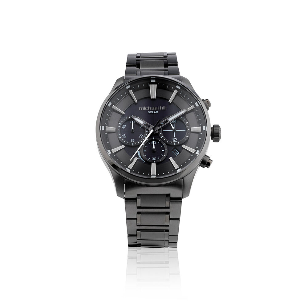 Solar Powered Men s Watch with Black Tone in Stainless Steel