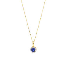 Pendant with Created Sapphire & Diamonds in 10kt Yellow Gold