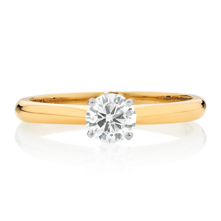 Certified Solitaire Engagement Ring with a 0.50 Carat TW Diamond in 14kt Yellow and White Gold Certified Solitaire Engagement Ring with a 0.50 Carat TW Diamond in 14kt Yellow and White Gold