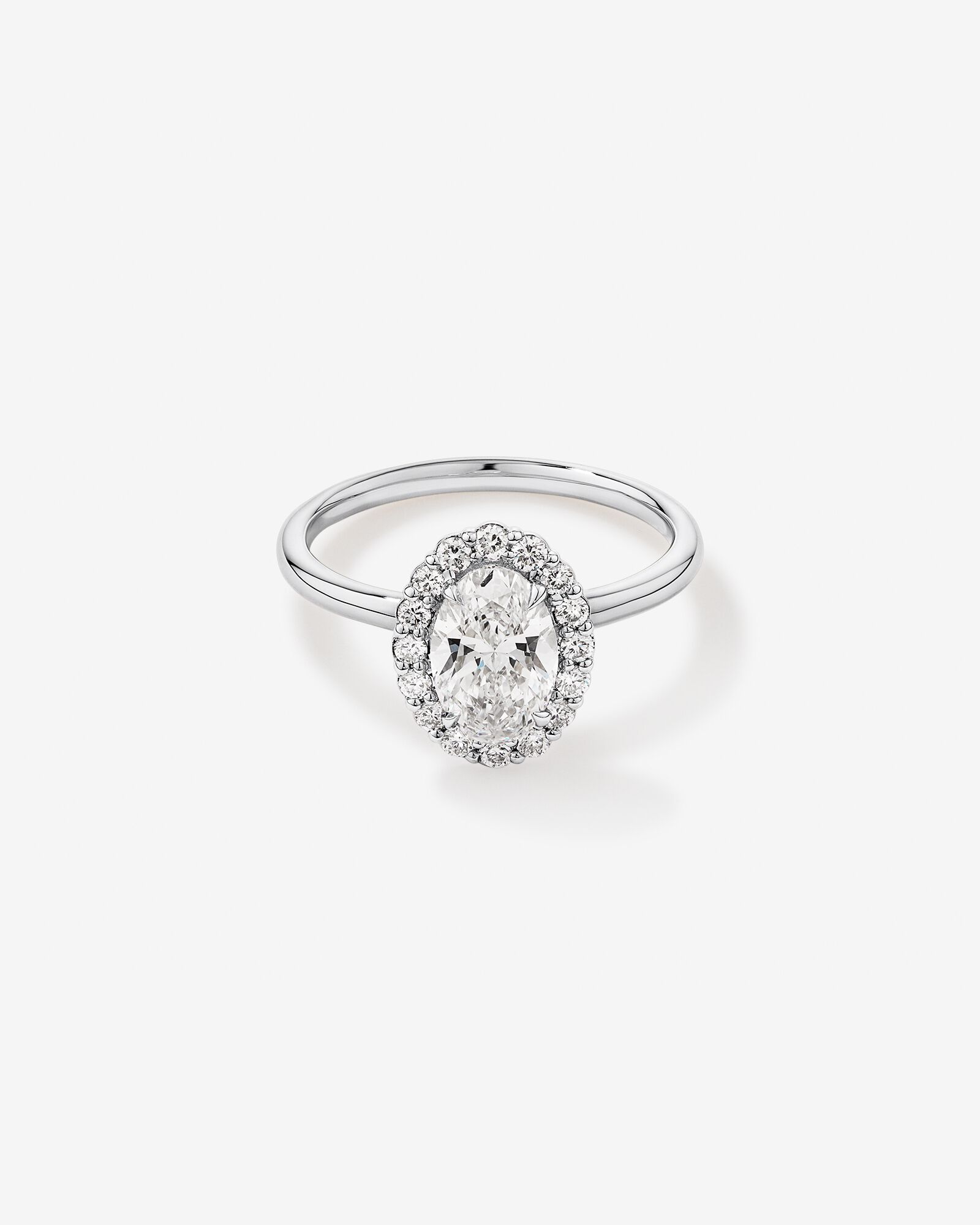 Carat TW Oval Cut Laboratory-Grown Diamond Halo Engagement Ring in 14kt Gold