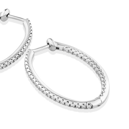 Oval Shape Hoop Earrings with 0.50ct TW of Diamonds in 10kt White Gold Oval Shape Hoop Earrings with 0.50ct TW of Diamonds in 10kt White Gold