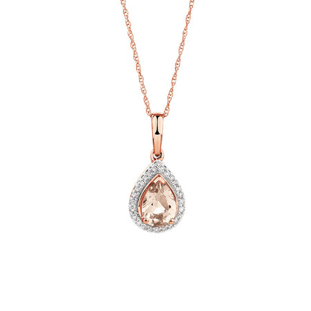 Pendant with Morganite & Diamonds in 10kt Rose Gold Pendant with Morganite & Diamonds in 10kt Rose Gold