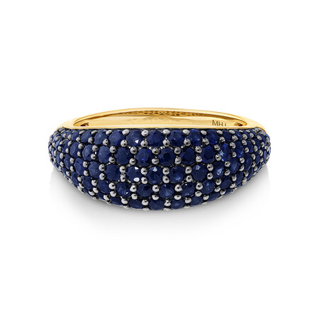 Pave Ring with Sapphire in 10kt Yellow Gold Pave Ring with Sapphire in 10kt Yellow Gold