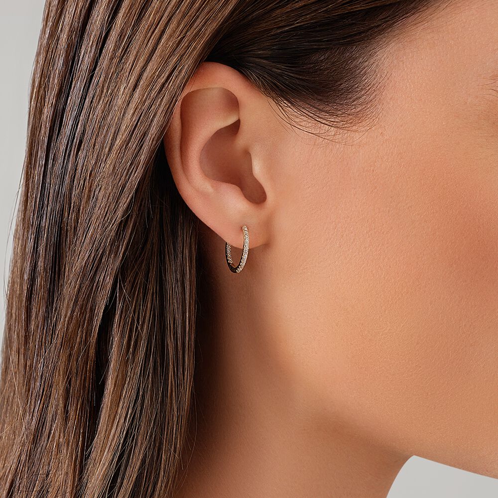 Hoop Earrings With 0.25 Carat TW Of Diamonds 10kt Yellow Gold