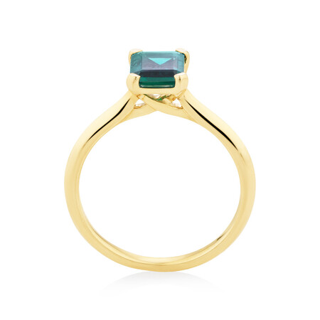 Ring With Created Emerald In 10kt Yellow Gold Ring With Created Emerald In 10kt Yellow Gold