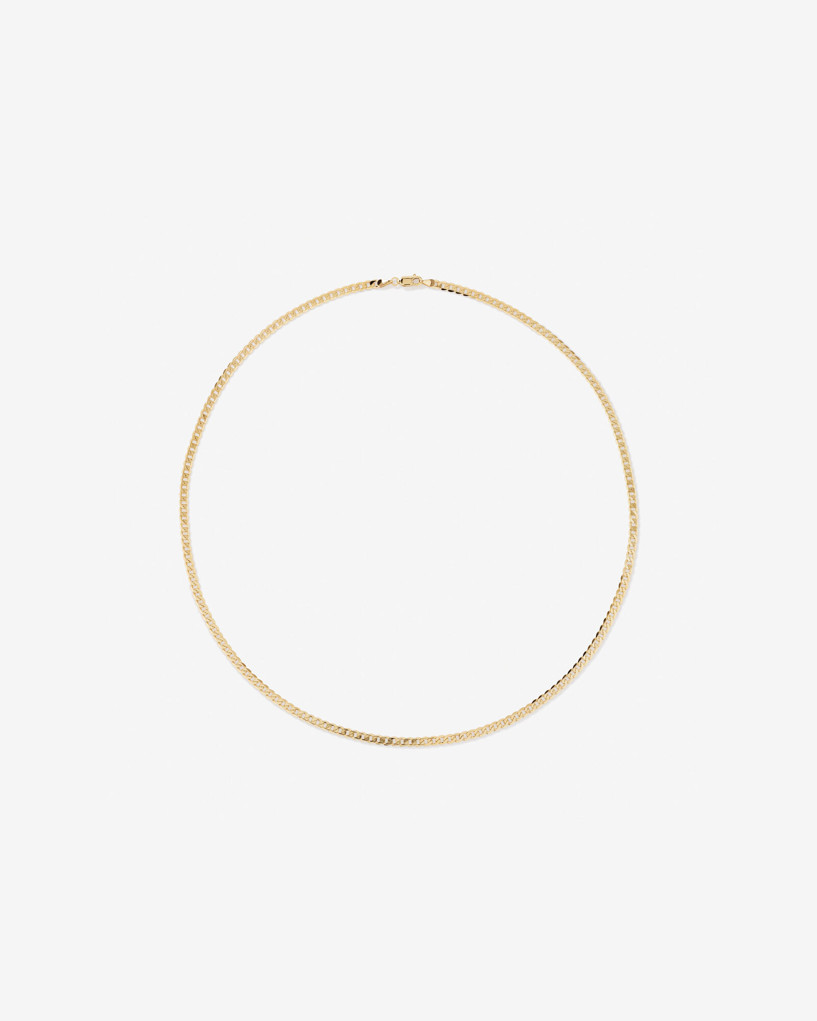 55cm (22") 3.75mm Width Solid Flat Bevelled Curb Chain in 10kt Yellow Gold