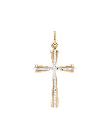 Cross Pendant in 10kt Yellow & White Gold Cross Pendant in 10kt Yellow & White Gold