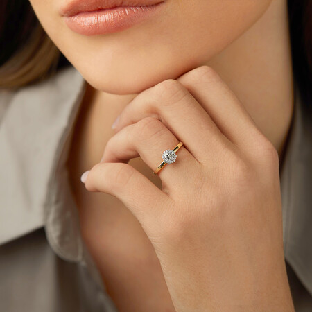 Southern Star Halo Engagement Ring with 0.50 Carat TW of Diamonds in 18kt Yellow & White Gold Southern Star Halo Engagement Ring with 0.50 Carat TW of Diamonds in 18kt Yellow & White Gold