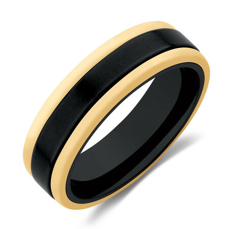 7mm Ring in 10ct Yellow Gold & Black Titanium 7mm Ring in 10ct Yellow Gold & Black Titanium