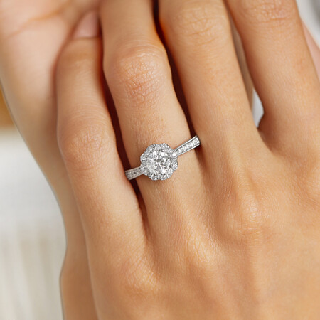 Engagement Ring With 1.03 Carat TW Of Diamonds In 14kt White Gold Engagement Ring With 1.03 Carat TW Of Diamonds In 14kt White Gold