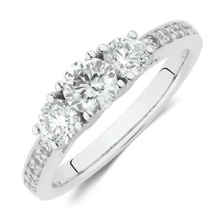 Three Stone Engagement Ring with 1 Carat TW of Diamonds in 14kt White Gold Three Stone Engagement Ring with 1 Carat TW of Diamonds in 14kt White Gold