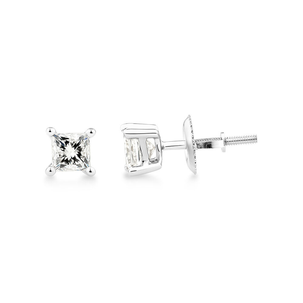 Certified Stud Earrings with 0.96 Carat TW of Diamonds in 14kt White Gold