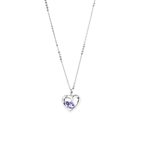 Heart Pendant with Amethyst in Sterling Silver
