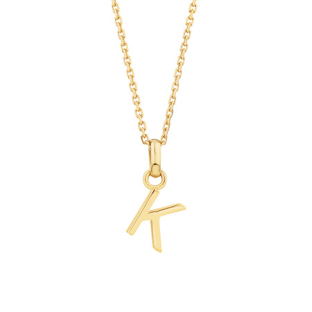 "K" Initial Pendant with Chain in 10kt Yellow Gold