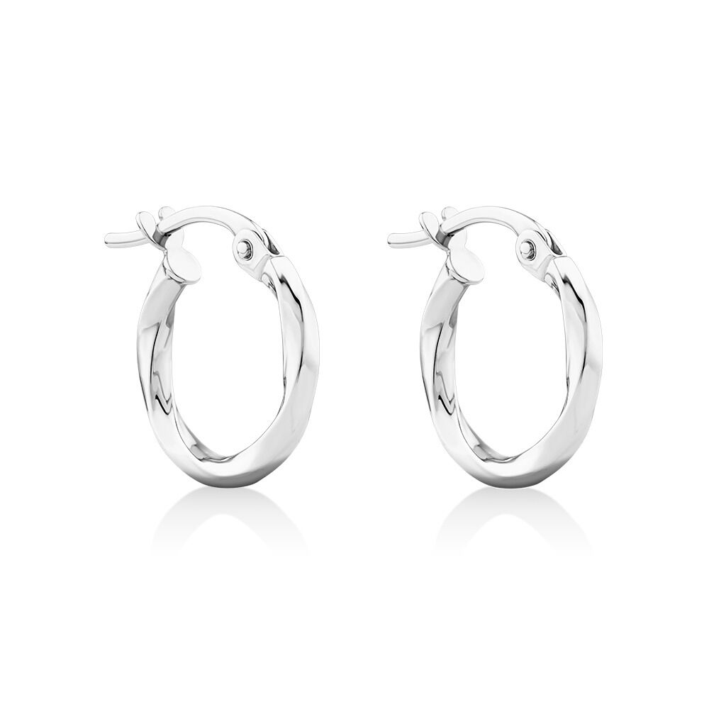Square Twist Hoop Earrings 10kt White Gold