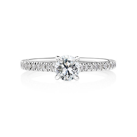 Engagement Ring with 0.78 Carat TW of Diamonds in 14kt White Gold Engagement Ring with 0.78 Carat TW of Diamonds in 14kt White Gold